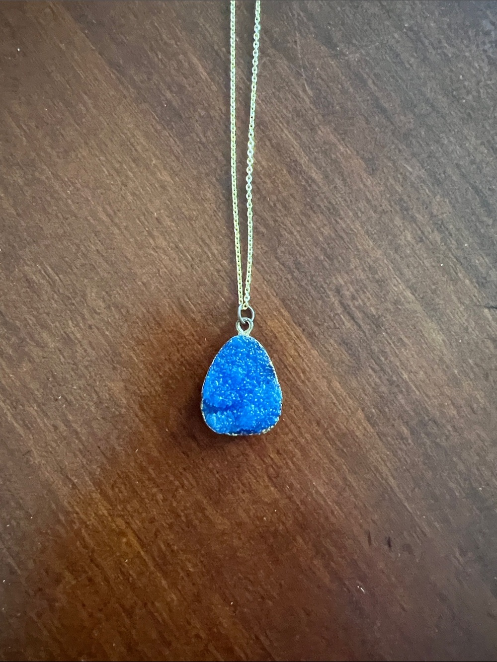 Blue Druzy Pendant Necklace - Women's Jewelry